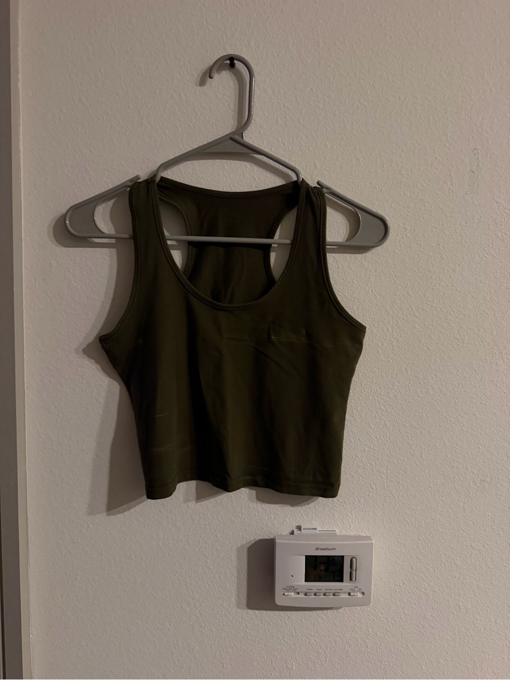 Women's Olive Green Racerback Crop Tank Top